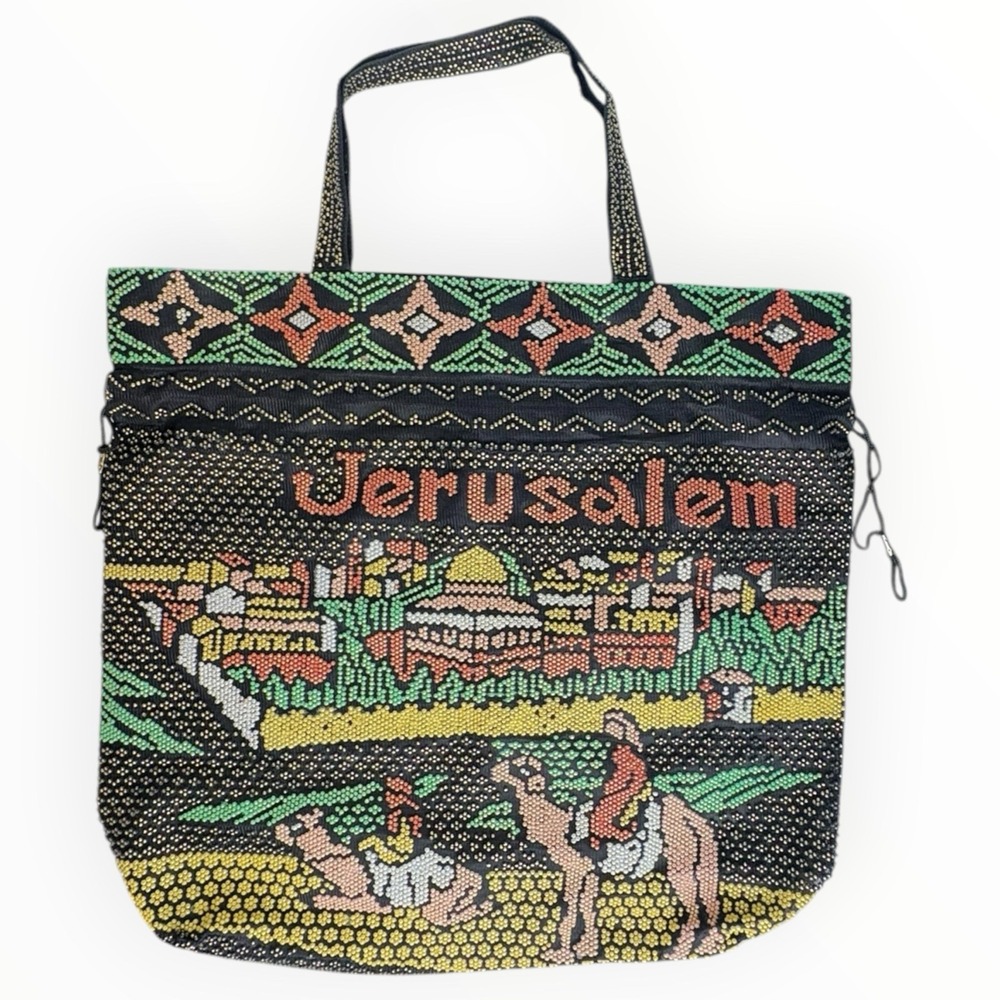 Jerusalem Beaded Cultural Tote Bag Embellished Casual Authentic from Israel